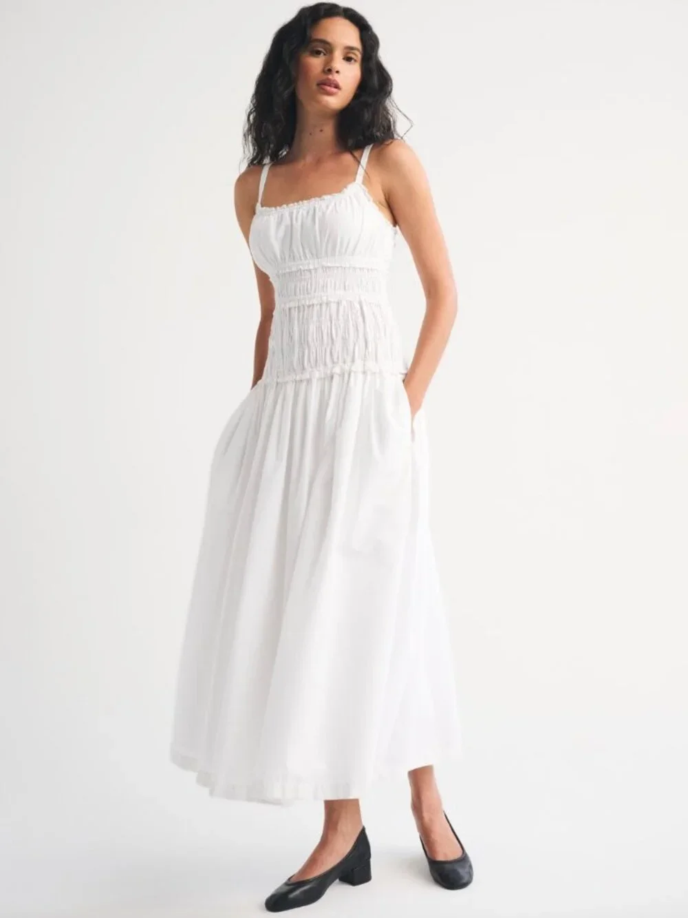 Abercrombie & Fitch | Dresses | Abercrombie Fitch Brafree Smocked Dropwaist  Maxi Dress White Size L Tall | Poshmark